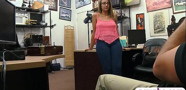  Sexy babe with glasses boned by pawn man